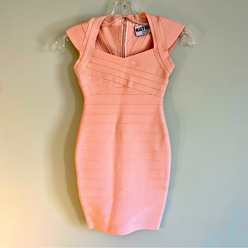 🌸KATIEJ🌸NYC Girls Bandage Dress Cap Sleeve Square Neck Blush Pink Size Medium